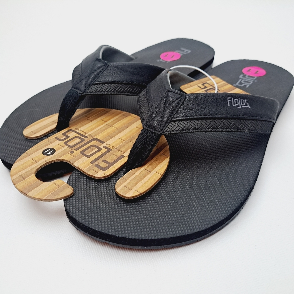 Flojos Men's Thong Sandals Flip Flops Black Size 11 - Picture 4 of 5